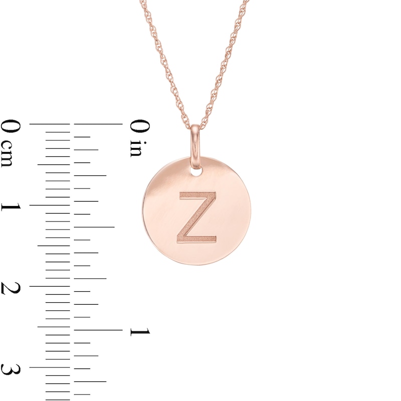 Main Image 2 of Etched "Z" Initial Disc Pendant in 10K Rose Gold