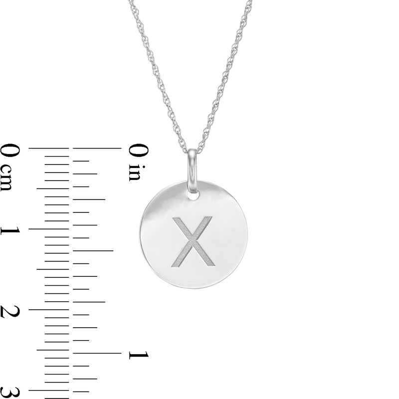 Main Image 2 of Etched "X" Initial Disc Pendant in 10K White Gold