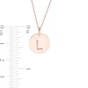 Thumbnail Image 2 of Etched "L" Initial Disc Pendant in 10K Rose Gold