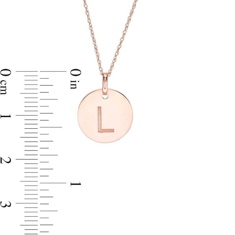 Main Image 2 of Etched "L" Initial Disc Pendant in 10K Rose Gold