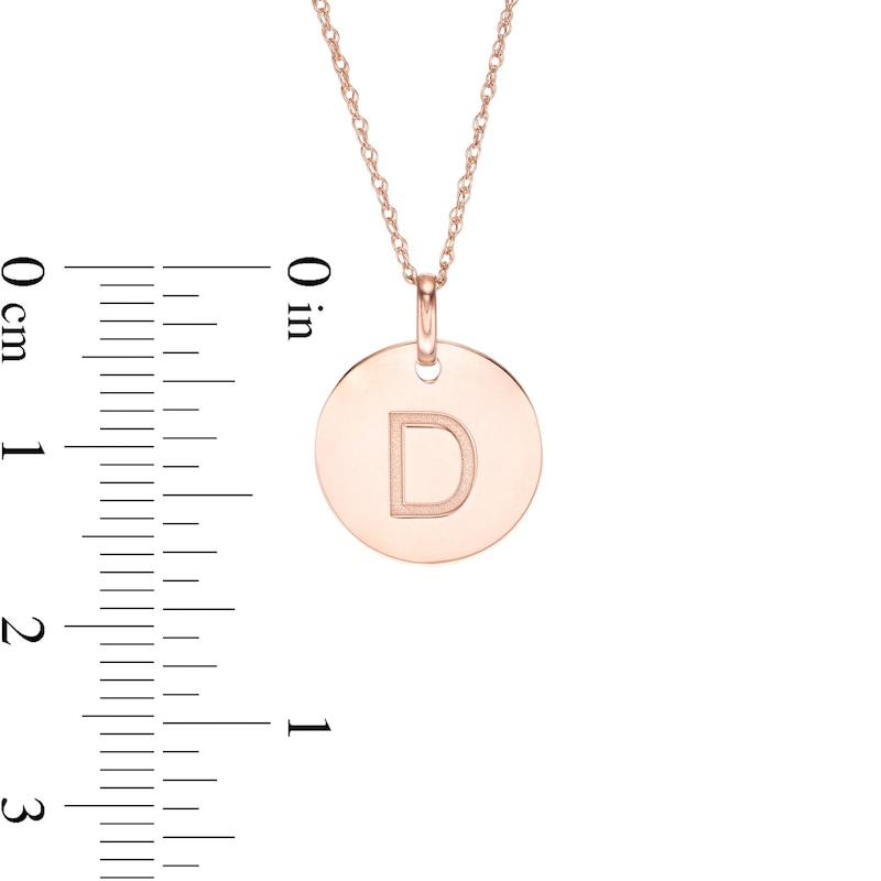 Etched "D" Initial Disc Pendant in 10K Rose Gold