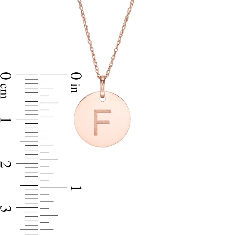 Main Image 2 of Etched "F" Initial Disc Pendant in 10K Rose Gold