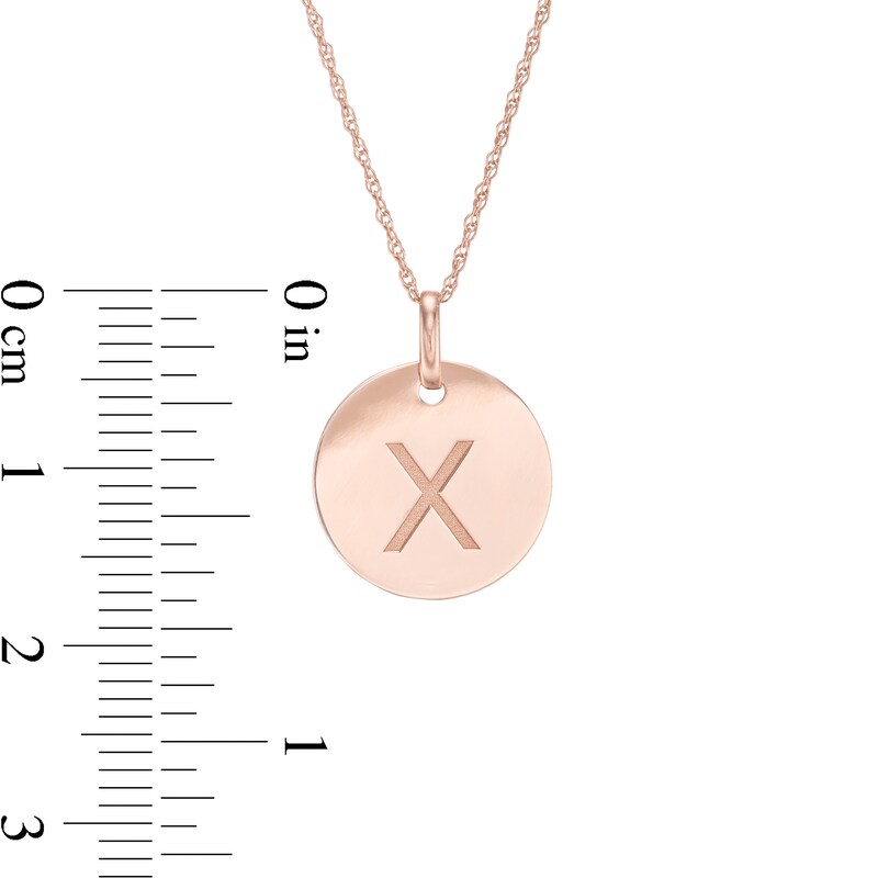 Main Image 2 of Etched "X" Initial Disc Pendant in 10K Rose Gold