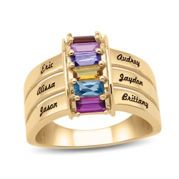 Mother's Baguette Birthstone Multi-Row Ring (6 Stones and Names)