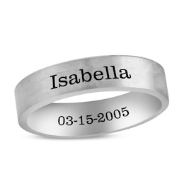 Engravable Flat Wedding Band (1 Name and Line)