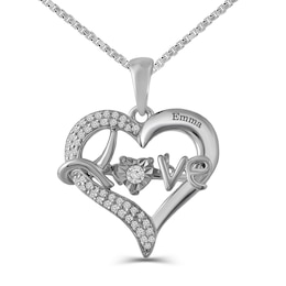 Diamond Accent Heart with &quot;Love&quot; Pendant (1 Line)