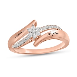 Couple's 1/10 CT. T.W. Diamond Promise Ring (2 Names)