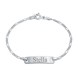 Child's Engravable Block Name ID Bracelet in Sterling Silver (1 Line) - 6&quot;