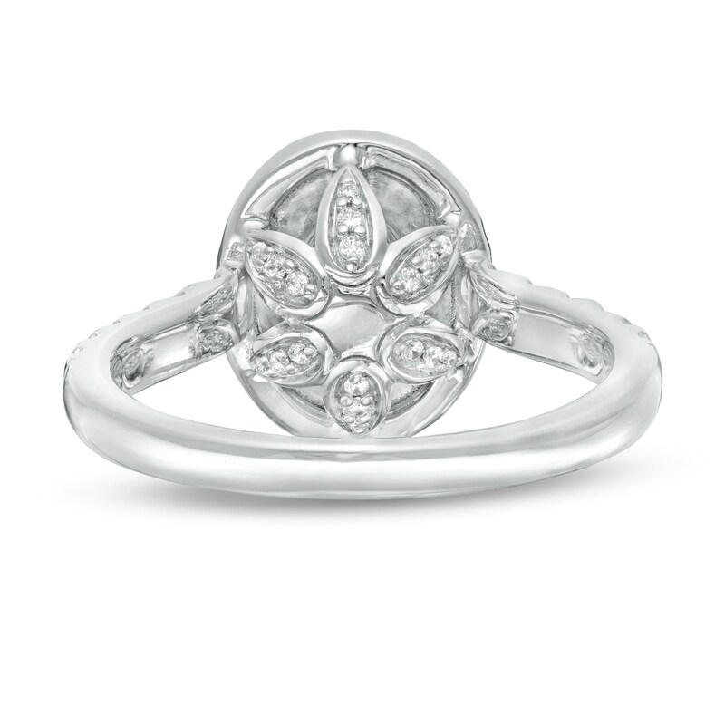 Main Image 5 of Love's Destiny by Zales 1 CT. T.W. Certified Oval Diamond Frame Engagement Ring in 14K White Gold (I/SI2)