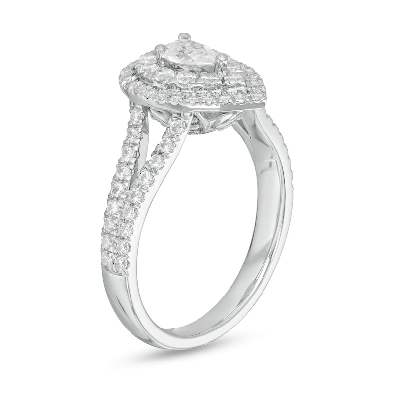 Love's Destiny by Zales 1 CT. T.W. Certified Pear-Shaped Diamond Frame Engagement Ring in 14K White Gold (I/SI2)