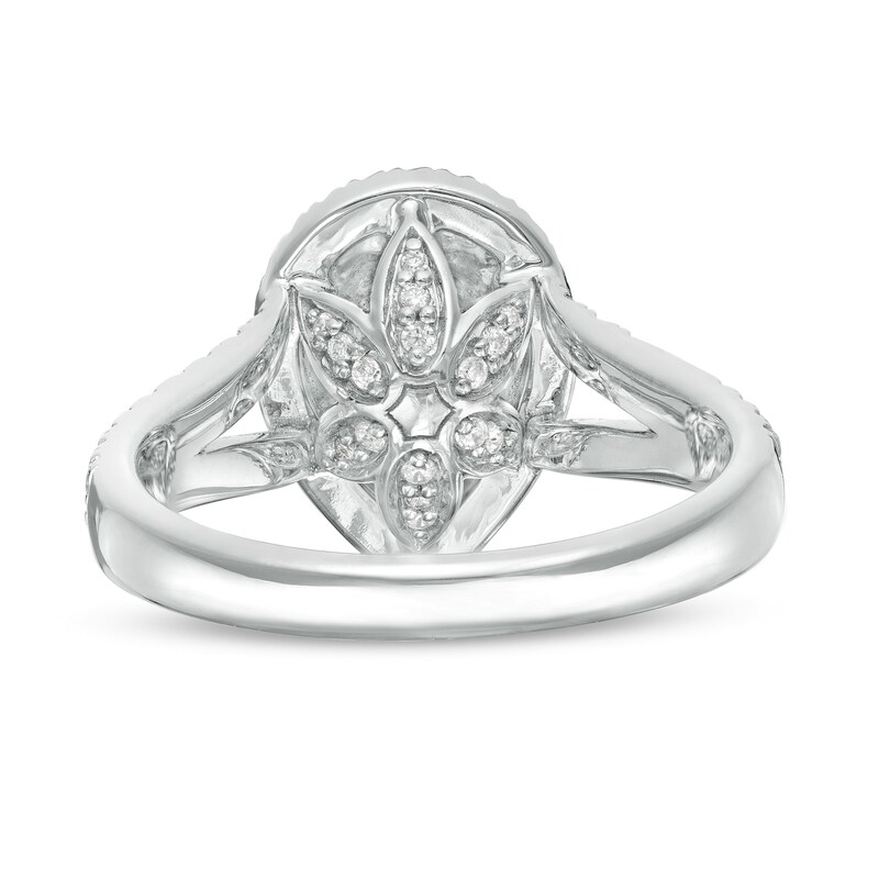 Main Image 5 of Love's Destiny by Zales 1 CT. T.W. Certified Pear-Shaped Diamond Frame Engagement Ring in 14K White Gold (I/SI2)