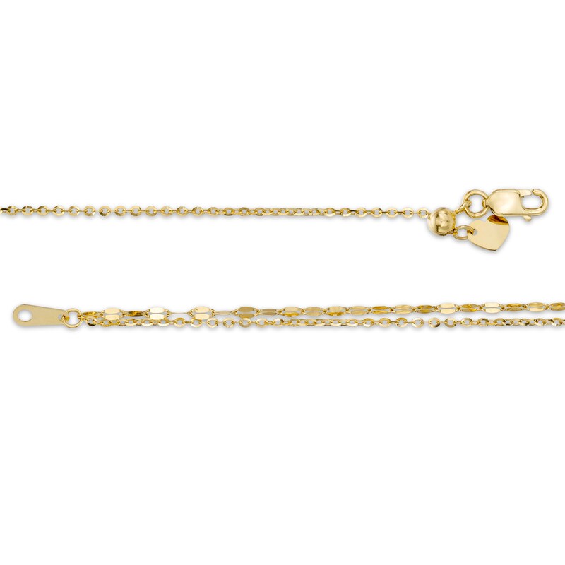 Main Image 3 of Triple Disc Station Double Strand Choker Necklace in 10K Gold - 16"