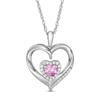 Thumbnail Image 0 of 5.0mm Heart-Shaped Lab-Created White and Pink Sapphire Double Heart Pendant in Sterling Silver