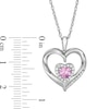 Thumbnail Image 1 of 5.0mm Heart-Shaped Lab-Created White and Pink Sapphire Double Heart Pendant in Sterling Silver