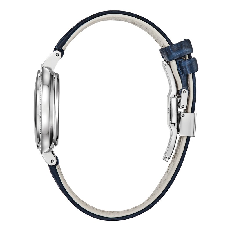 Main Image 2 of Ladies' Bulova Rubaiyat 1/3 CT. T.W. Diamond Moon Phase Strap Watch with Mother-of-Pearl Dial (Model: 96R237)