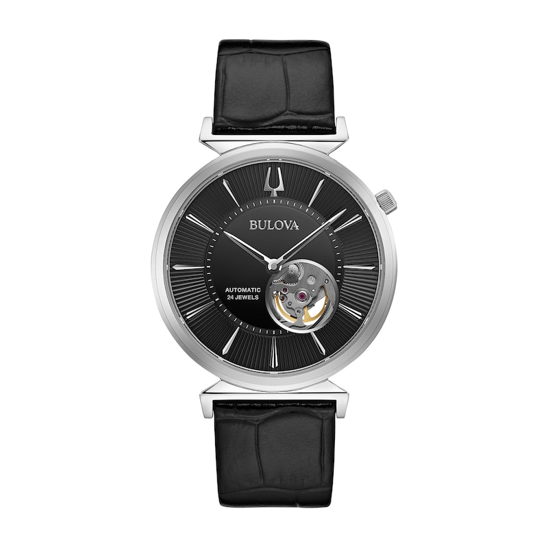 Men's Bulova Regatta Automatic Strap Watch with Black Skeleton Dial (Model: 96A234)