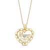 Thumbnail Image 1 of Cursive "Mom" with Diamond-Cut Beaded Heart Accent and Swirl Ribbon Scallop Frame Heart Pendant in 10K Two-Tone Gold