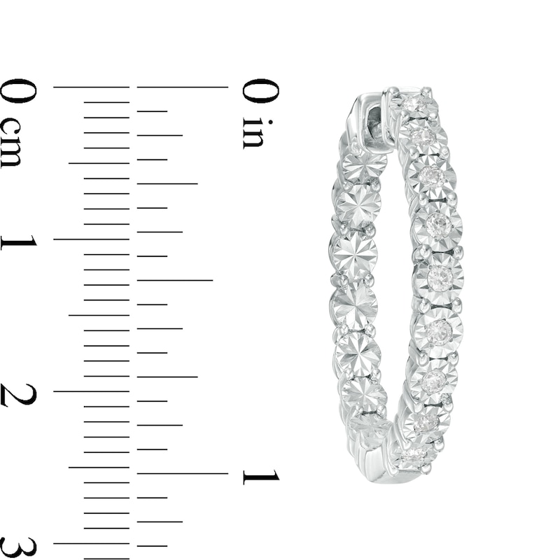 Main Image 3 of 1/4 CT. T.W. Diamond Illusion Inside-Out Hoop Earrings in Sterling Silver