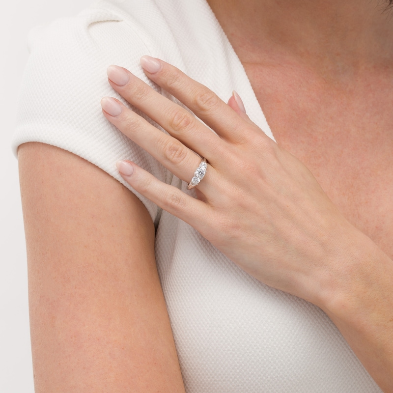 Main Image 2 of 1-1/2 CT. T.W. Certified Diamond Past Present Future® Engagement Ring in 14K White Gold (I/I2)