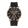 Thumbnail Image 0 of Men's Caravelle by Bulova Rose-Tone Chronograph Strap Watch with Black Dial (Model: 45B157)