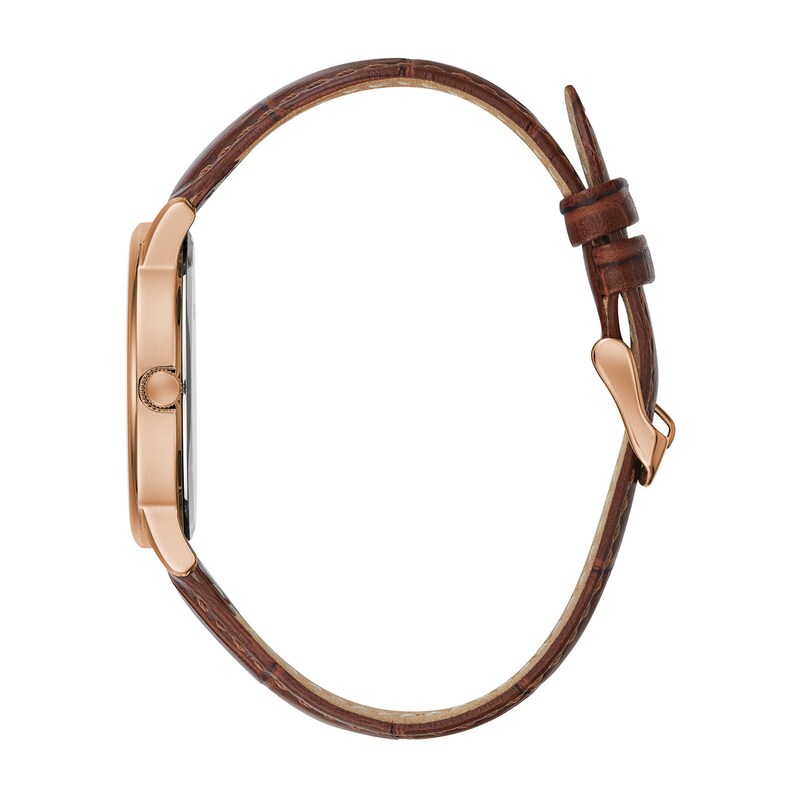 Main Image 2 of Men's Caravelle by Bulova Rose-Tone Strap Watch with Black Dial (Model: 44A115)