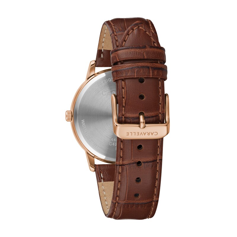 Main Image 3 of Men's Caravelle by Bulova Rose-Tone Strap Watch with Black Dial (Model: 44A115)