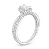 Thumbnail Image 3 of 3/4 CT. T.W. Certified Emerald-Cut Frame Split Shank Engagement Ring in 14K White Gold (I/I1)