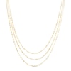 Thumbnail Image 1 of Made in Italy Mirrored Flat-Link and Cable Chain Alternating Triple Strand Bolo Necklace in 14K Gold - 28"