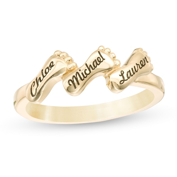 Mother S Engravable Name Footprints Ring 2 4 Names Zales Outlet