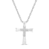 Thumbnail Image 0 of 1/20 CT. T.W. Diamond Overlay Cross Pendant in Sterling Silver