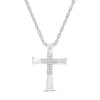 Thumbnail Image 1 of 1/20 CT. T.W. Diamond Overlay Cross Pendant in Sterling Silver