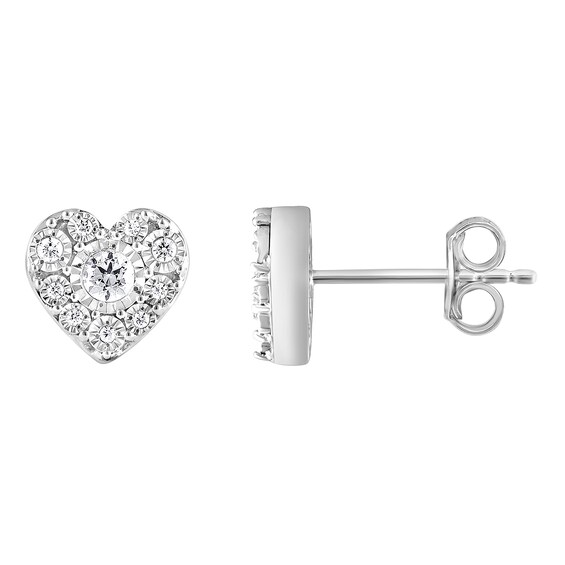 1/5 CT. T.W. Diamond Heart Stud Earrings in Sterling Silver 1/5 CT. T.W. Diamond Heart Stud Earrings in Sterling Silver