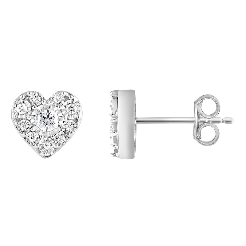 1/5 CT. T.W. Diamond Heart Stud Earrings in Sterling Silver
