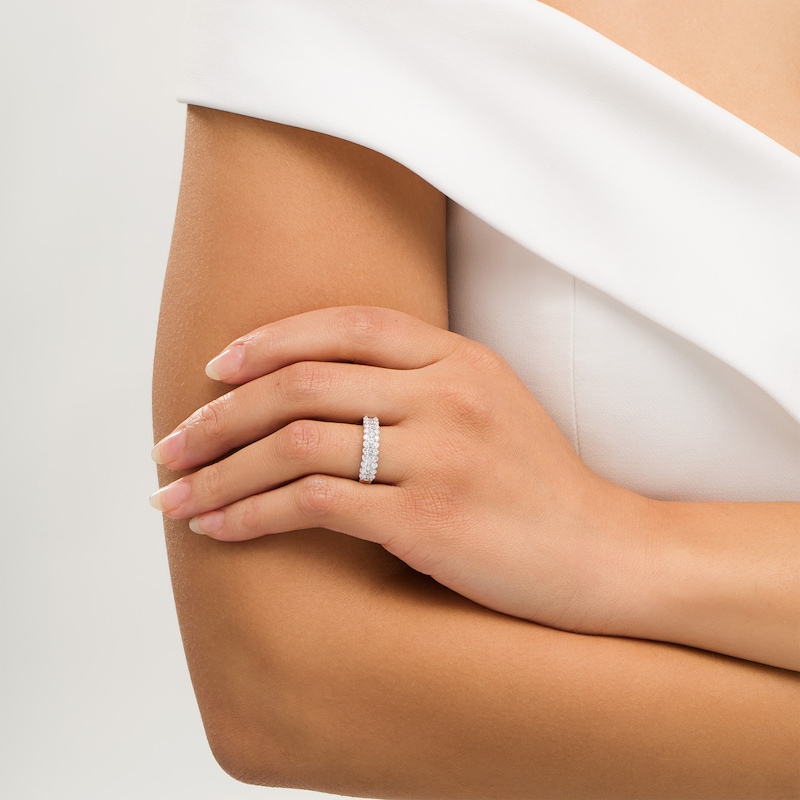 Main Image 2 of 1 CT. T.W. Diamond Multi-Row Band in 14K White Gold