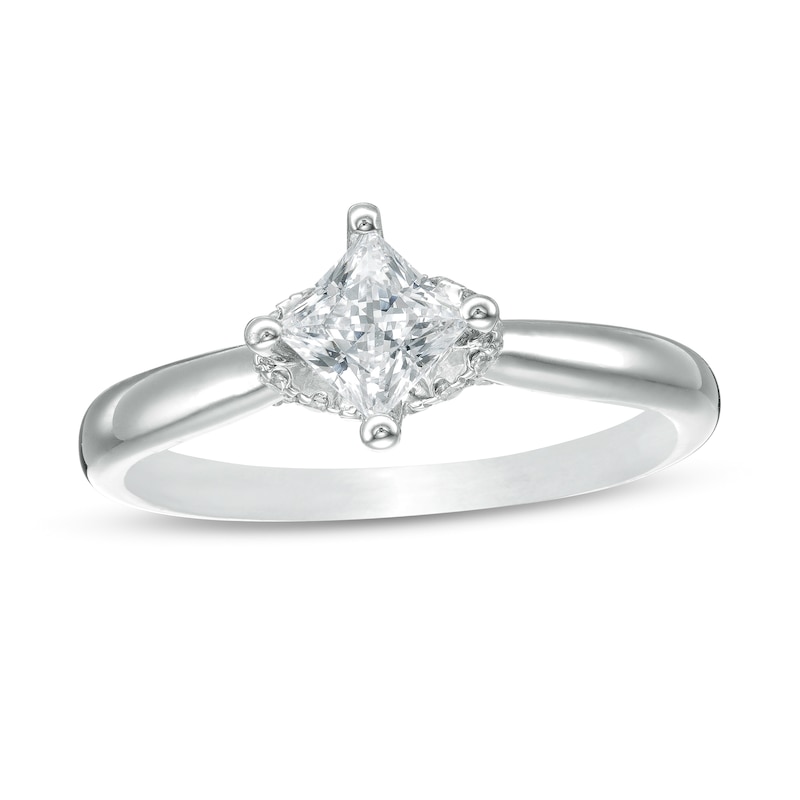 Main Image 1 of 5/8 CT. T.W. Princess-Cut Diamond Engagement Ring in 14K White Gold (I/I2)