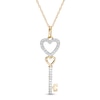 Thumbnail Image 1 of 1/10 CT. T.W. Diamond Double Heart-Top Key Pendant in 10K Gold