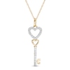 Thumbnail Image 0 of 1/10 CT. T.W. Diamond Double Heart-Top Key Pendant in 10K Gold