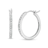 Thumbnail Image 1 of Diamond Accent Oval Hoop Earrings in Sterling Silver