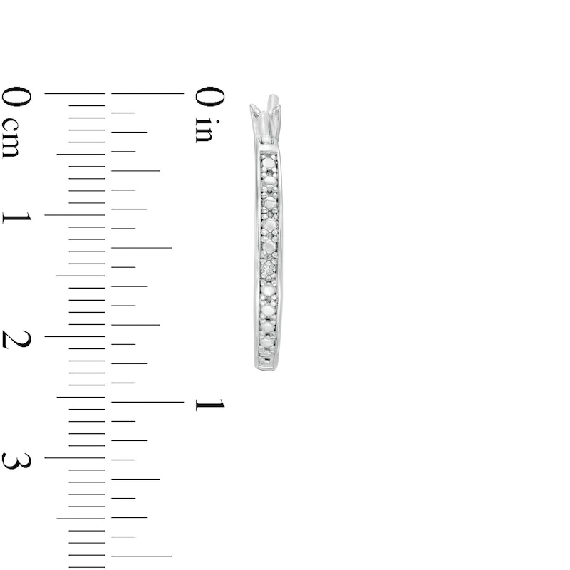 Main Image 3 of Diamond Accent Oval Hoop Earrings in Sterling Silver
