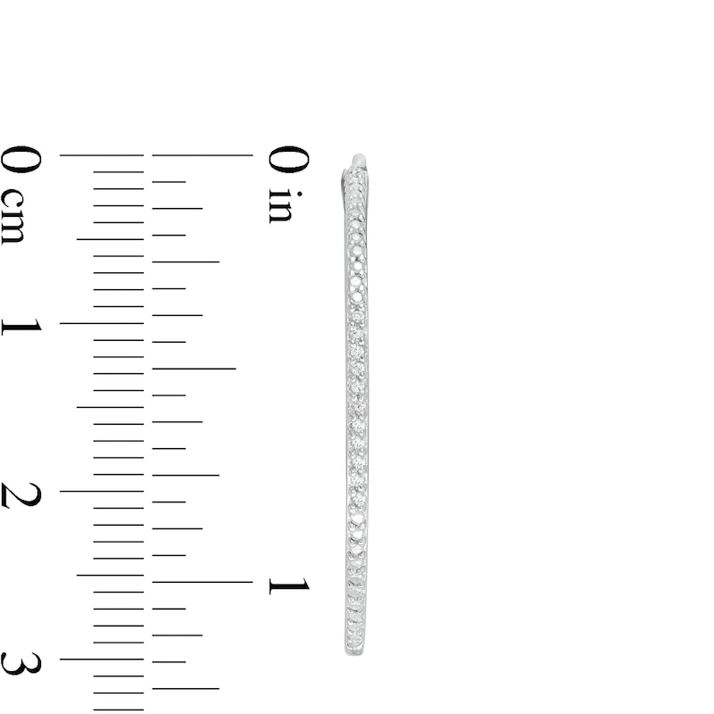 Main Image 3 of 1/20 CT. T.W. Diamond Hoop Earrings in Sterling Silver