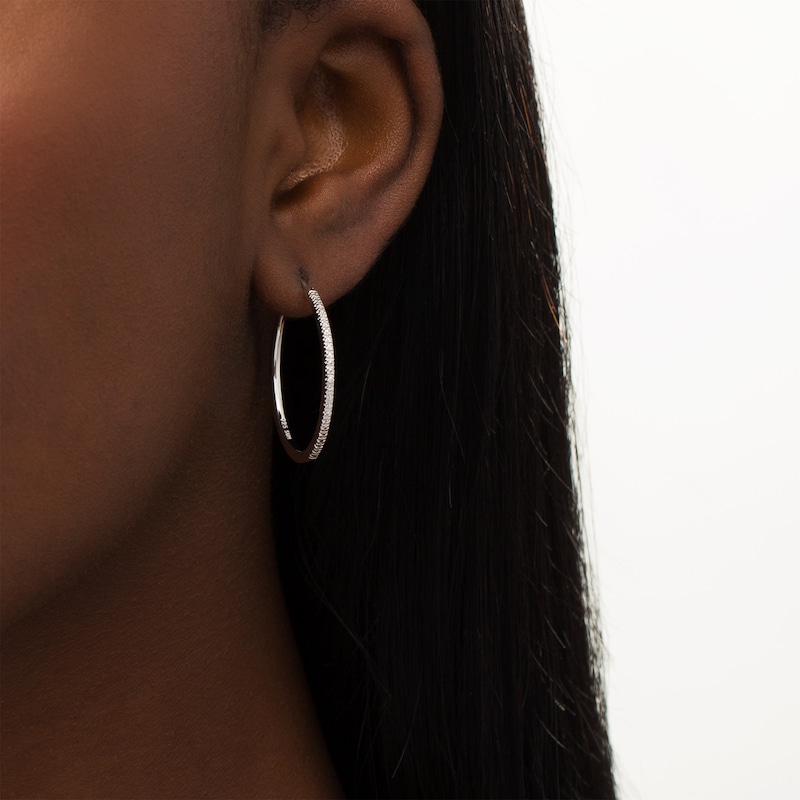 Main Image 2 of Diamond Accent Hoop Earrings in Sterling Silver