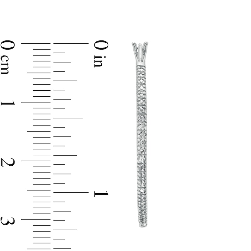 Main Image 3 of Diamond Accent Hoop Earrings in Sterling Silver
