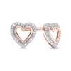 Thumbnail Image 1 of Diamond Accent Heart Outline Frame Stud Earrings in 10K Rose Gold