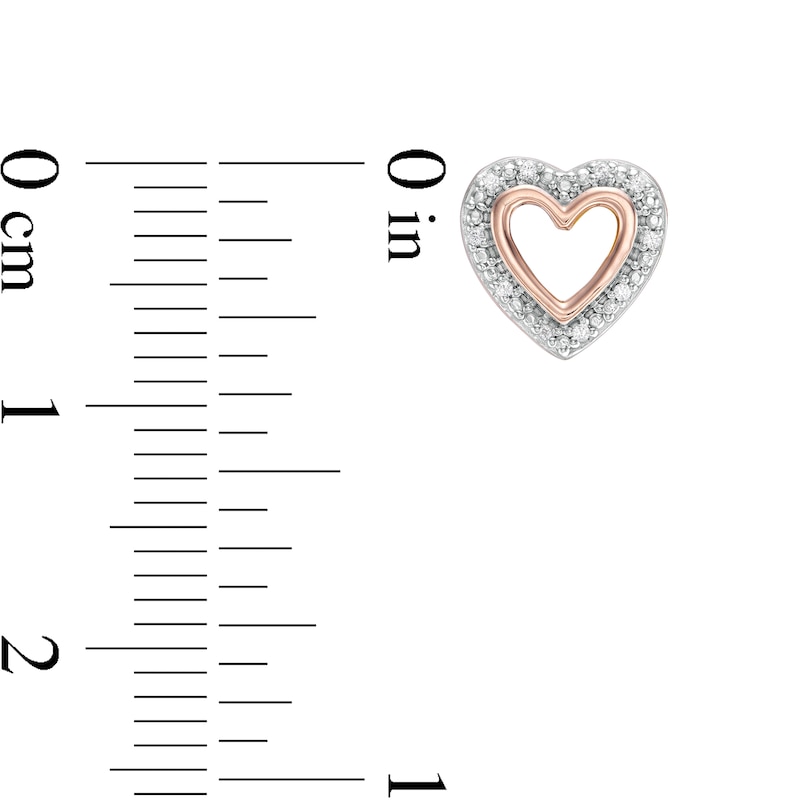 Diamond Accent Heart Outline Frame Stud Earrings in 10K Rose Gold