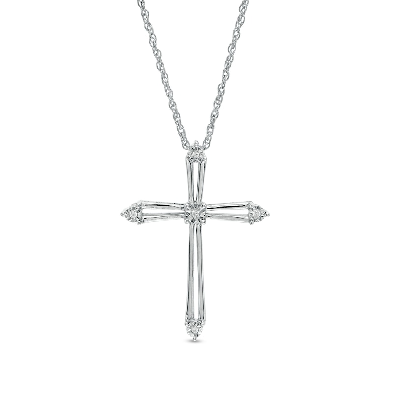 Diamond Accent Cross Pendant in Sterling Silver
