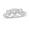 Thumbnail Image 0 of 1/8 CT. T.W. Diamond Three Stone Heart Frame Promise Ring in Sterling Silver