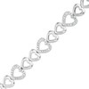 Thumbnail Image 1 of 1/15 CT. T.W. Diamond Alternating Sideways Hearts Bracelet in Sterling Silver - 7.5"