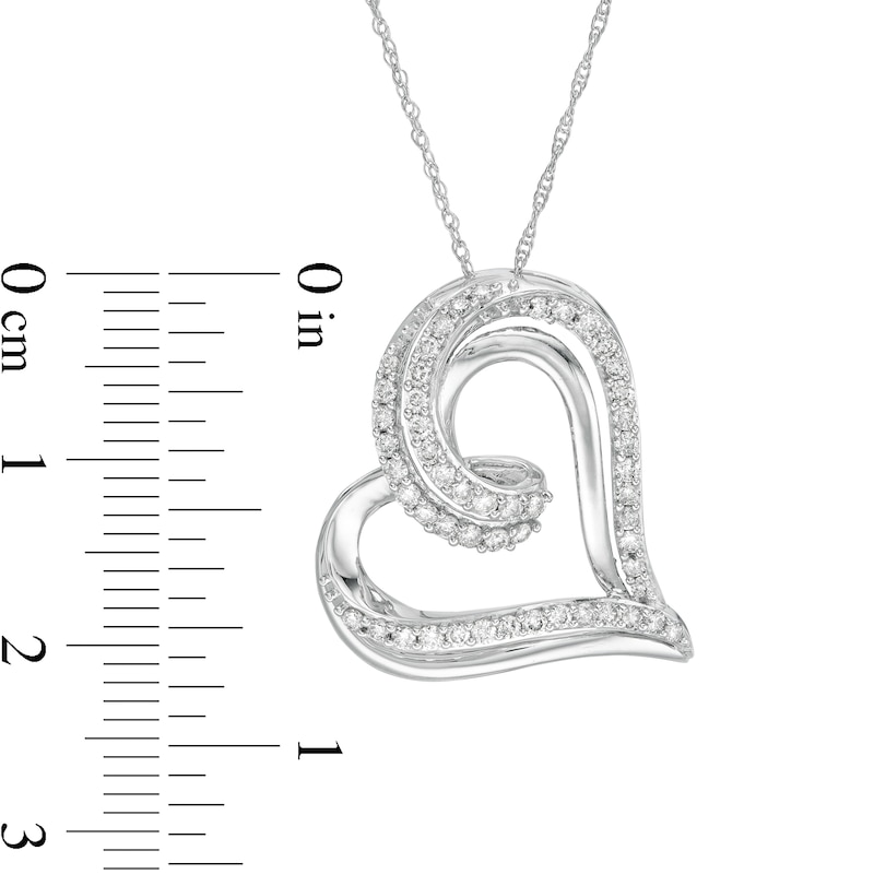 1/2 CT. T.W. Diamond Tilted Swirl Heart Pendant in 10K White Gold