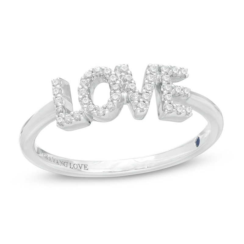 Main Image 1 of Vera Wang Love Collection 1/10 CT. T.W. Diamond "LOVE" Ring in Sterling Silver