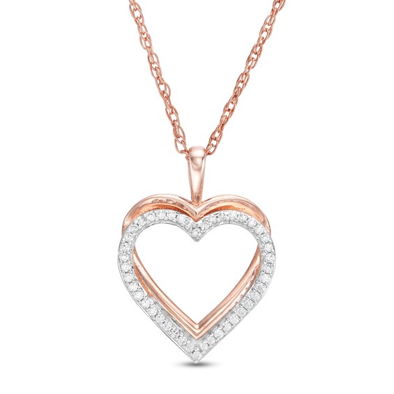 1/10 CT. T.W. Diamond Overlay Heart Pendant in 10K Rose Gold Zales Outlet